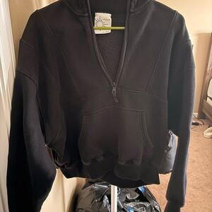 Aerie Offline Cloud Fleece Black Half-Zip Sweatshirt